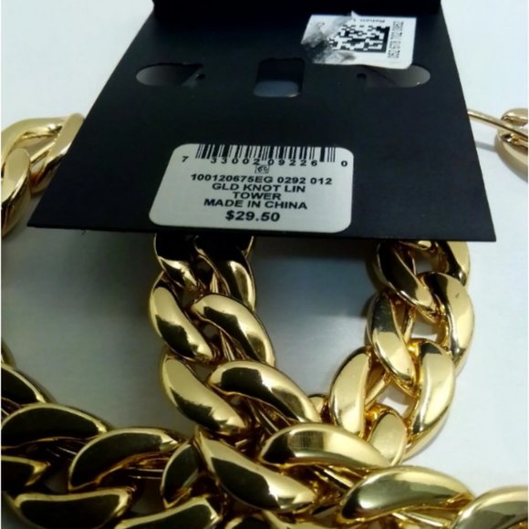 I.N.C. Gold Cuban Link Large Hoop Earrings. - Picture 3 of 3
